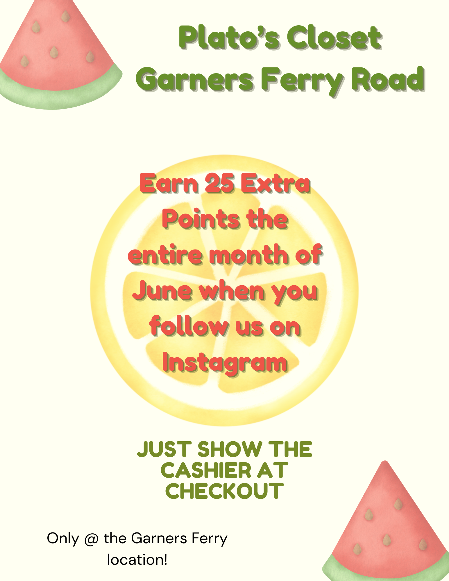 Get 25 extra points when you show us that you follow us on Instagram!